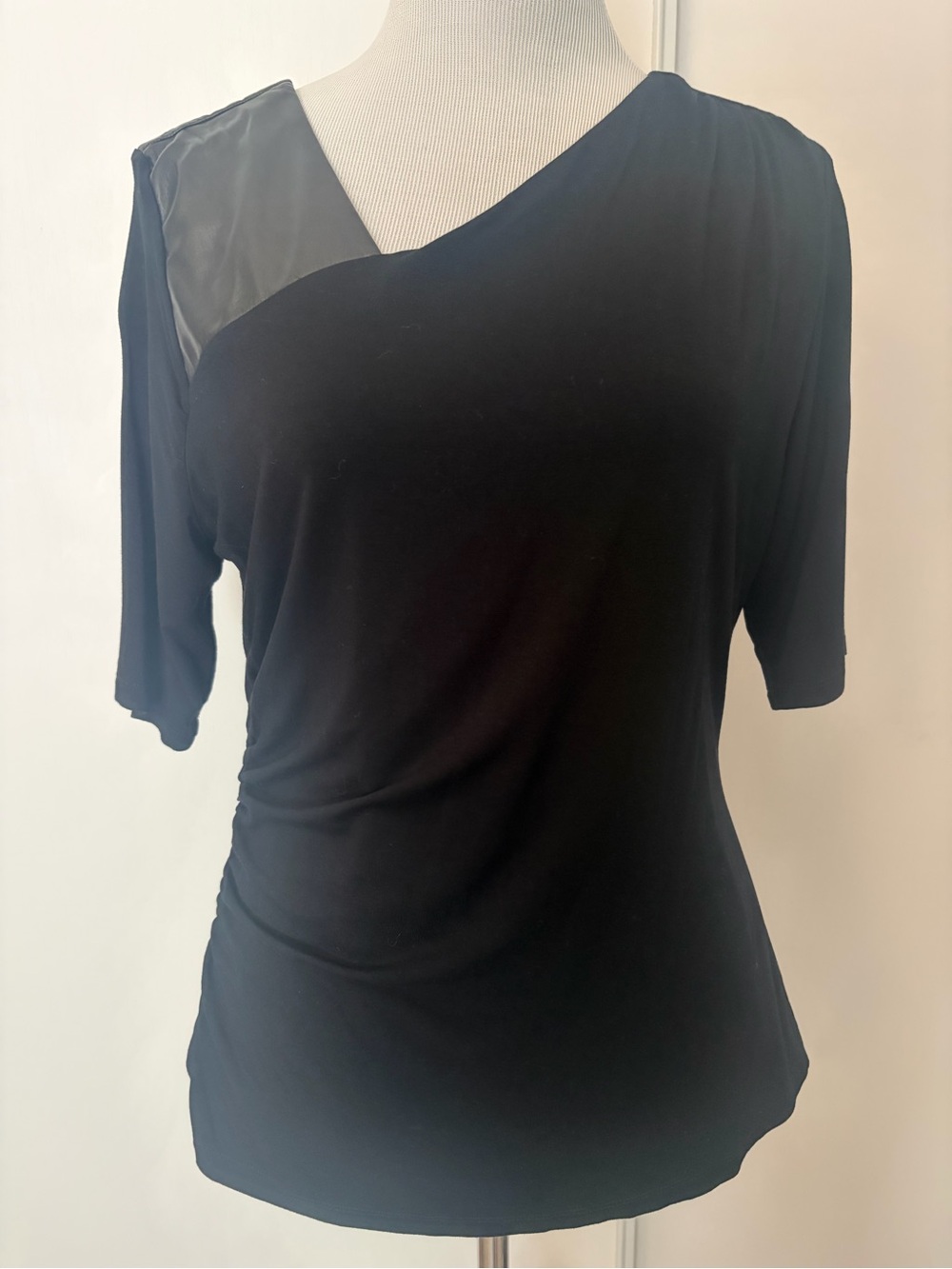 INC International Concepts Black Draped Neck Top